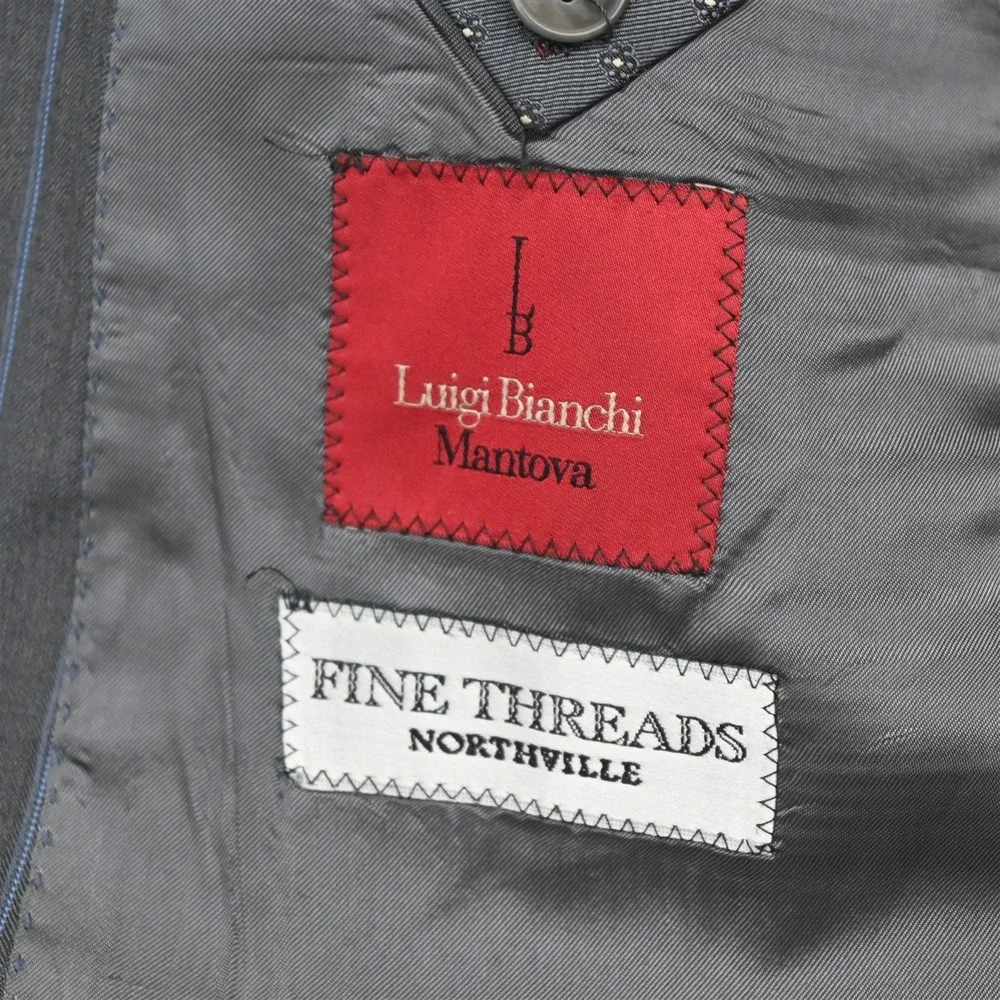 Luigi Bianchi Mantova 42R 34x30 Gray Striped 100% Wool Italy Jacket Pants Suit